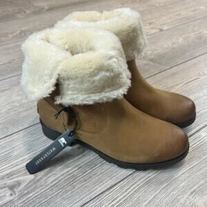 Sorel Emelie Foldover Women's Camel Brown Leather Boots Waterproof Size 6